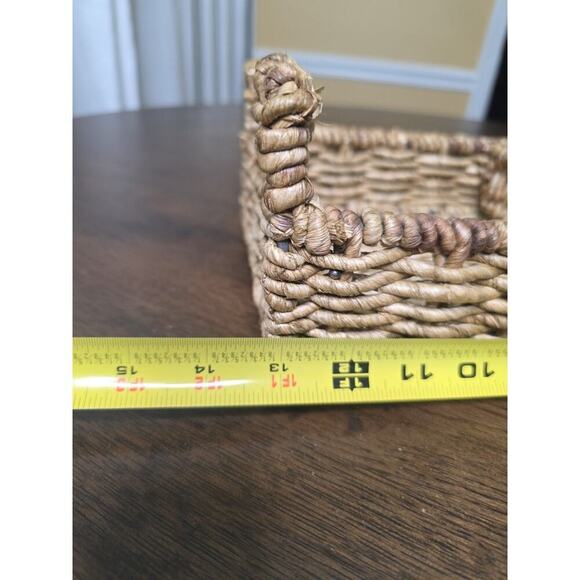 Handwoven Rectangular Wicker Basket with Handles – 14" x 8" – 3 Compartments - Picture 14 of 16